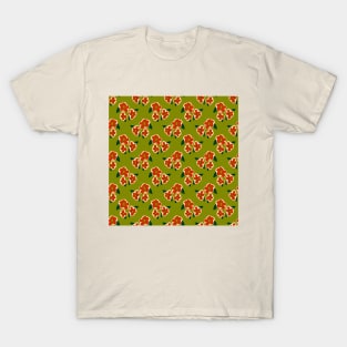 Retro Green and Orange Floral Pattern T-Shirt